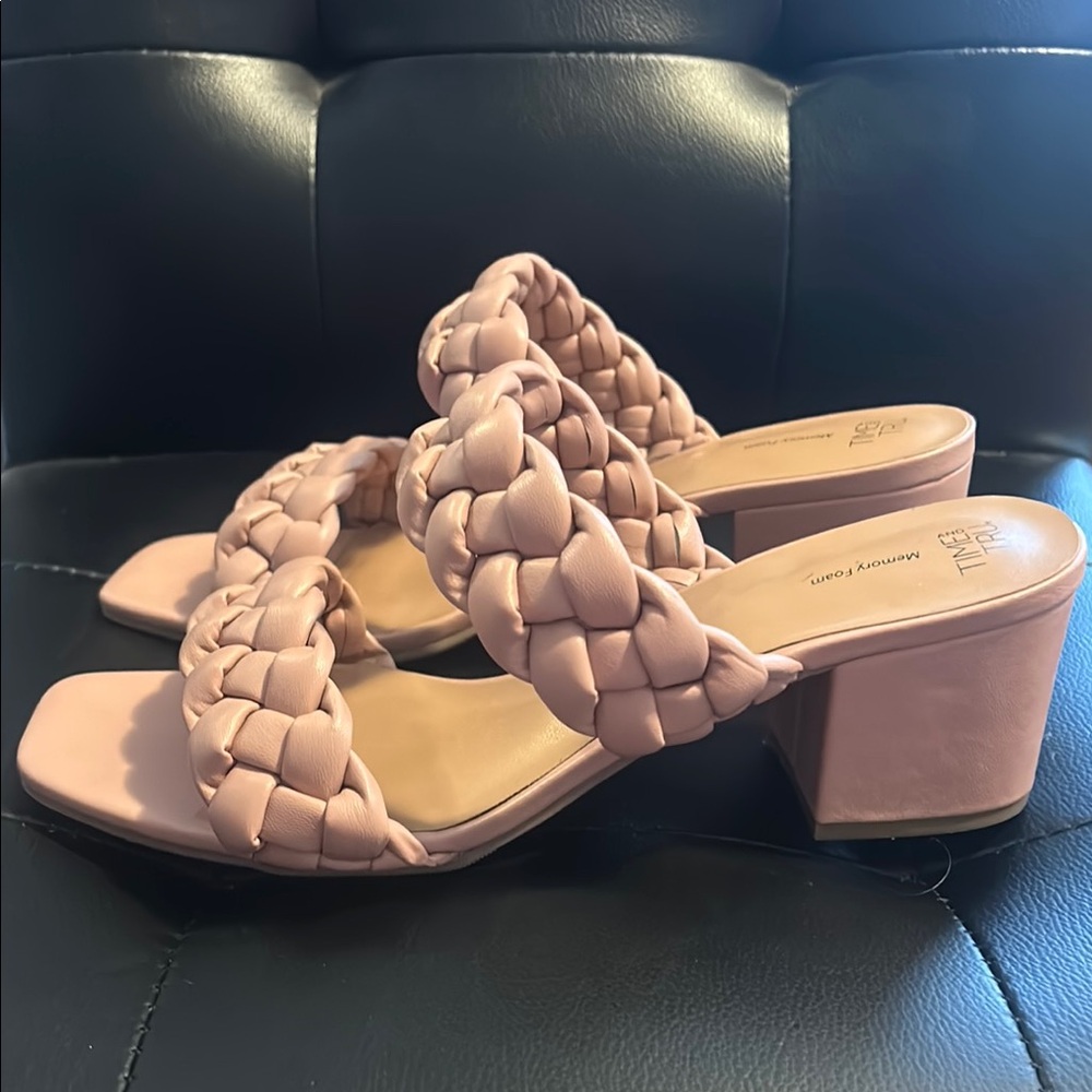 TIME & TRU Braided Strap Pink Mauve Women's 2 1/2' heeled Sandals, size 10 - Picture 8 of 9